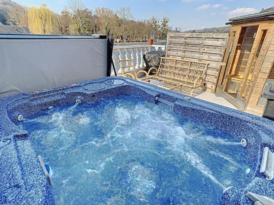 Vue Sur Meuse Avec Jacuzzi Et Sauna Exterieur. Yvoir Εξωτερικό φωτογραφία